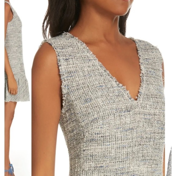 Rebecca Taylor Tweed V Neck Academia Drop waist dress mini dress professional 2 - Picture 6 of 7